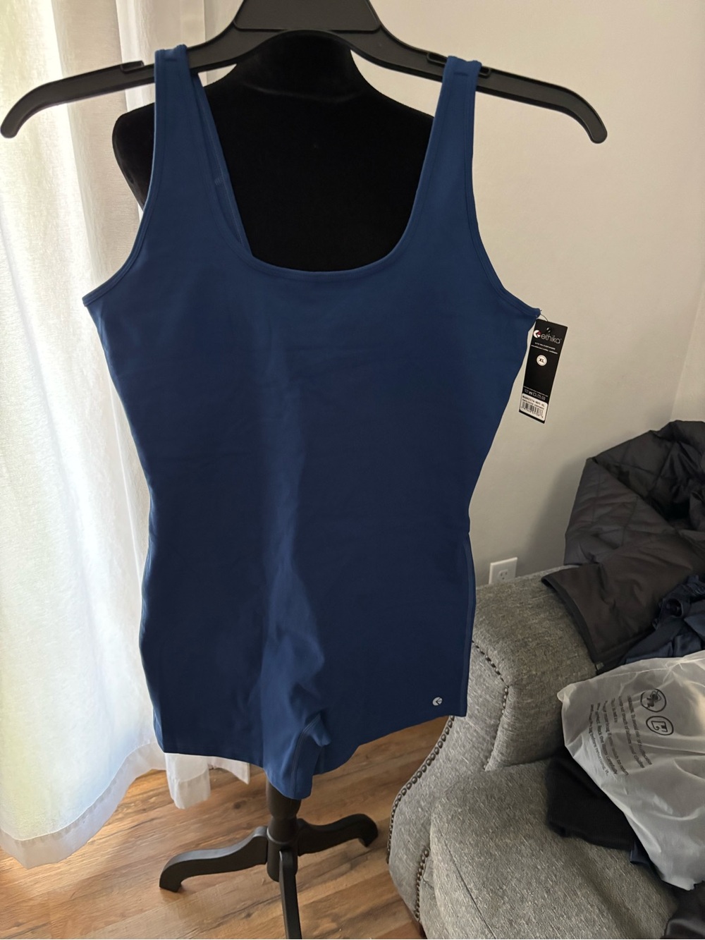 ethika Navy Scoop-Neck Active Romper